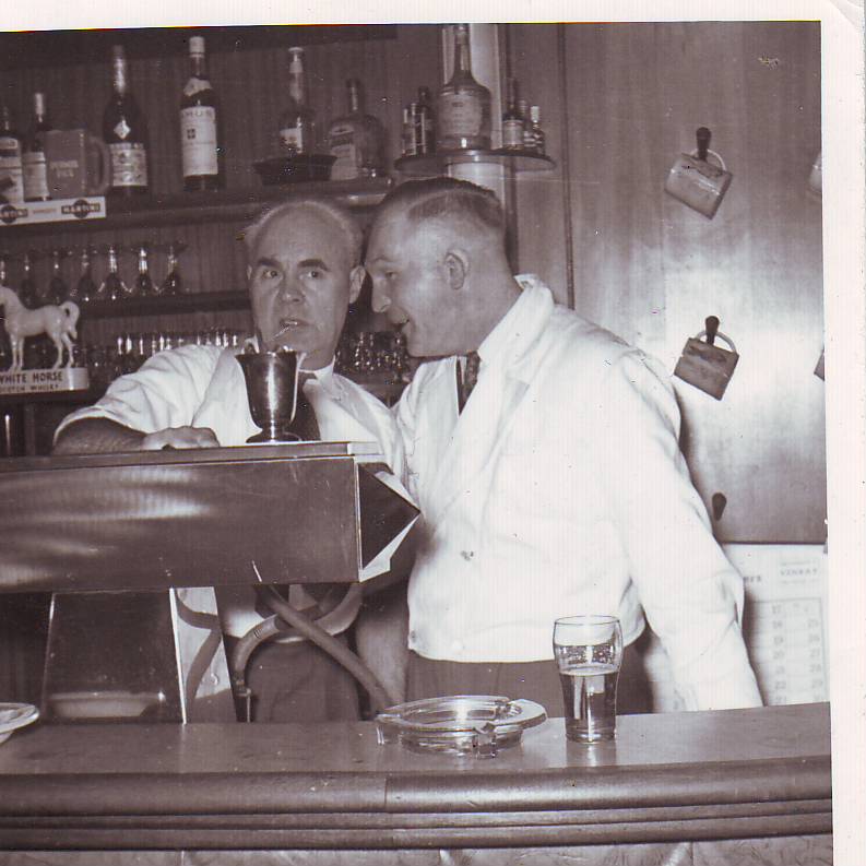 Martien "Teng" Dirckx behind the bar in De Keiezer Hotel Café Restaurant in Venray in 1953